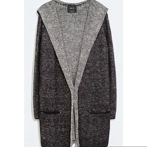 Zara Knit Hooded Cardigan-Heather gray